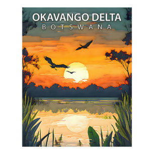 Foto Delta del Okavango – Póster de viaje retro de Bots