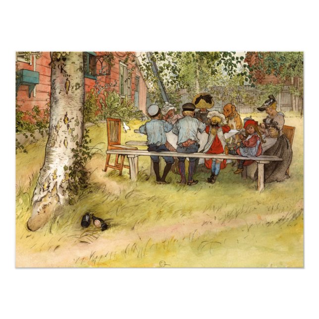 Foto Desayuno bajo el Big Birch por Carl Larsson (Frente)