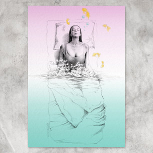 Foto Despertar Mujer Natación de colores Pastel Arte su