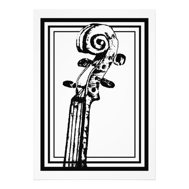 Foto Desplazamiento de violín blanco y negro con líneas (Frente)