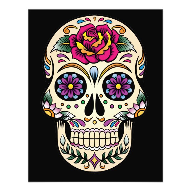 Foto Día de la Calavera Azúcar Muerta con Rosa (Frente)