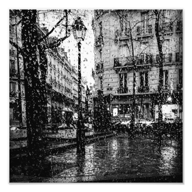 Foto Día de las Lluvias en París en blanco y negro (Frente)