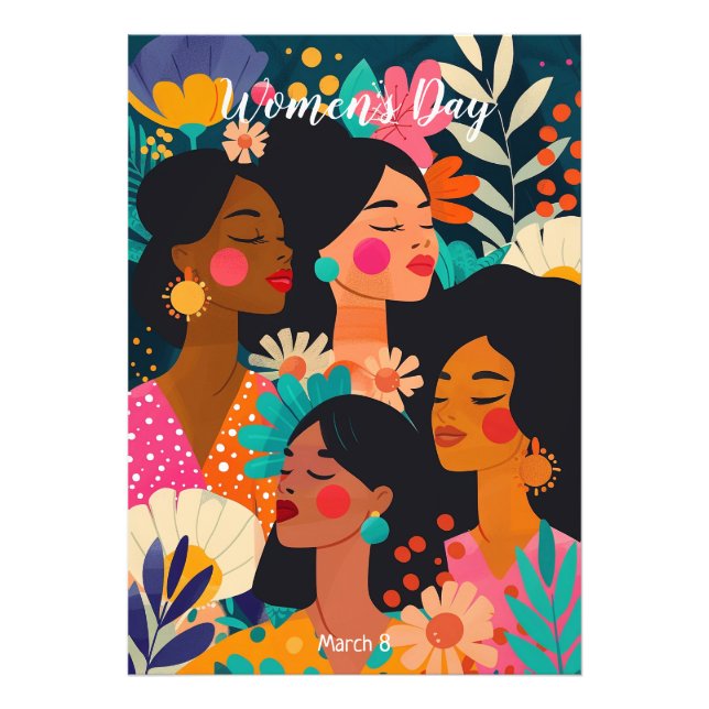 Foto Día Internacional de la Mujer Rosa Floral (Frente)