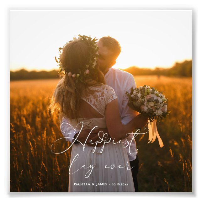 Foto Día más feliz Boda de caligrafía elegante de todos (Frente)