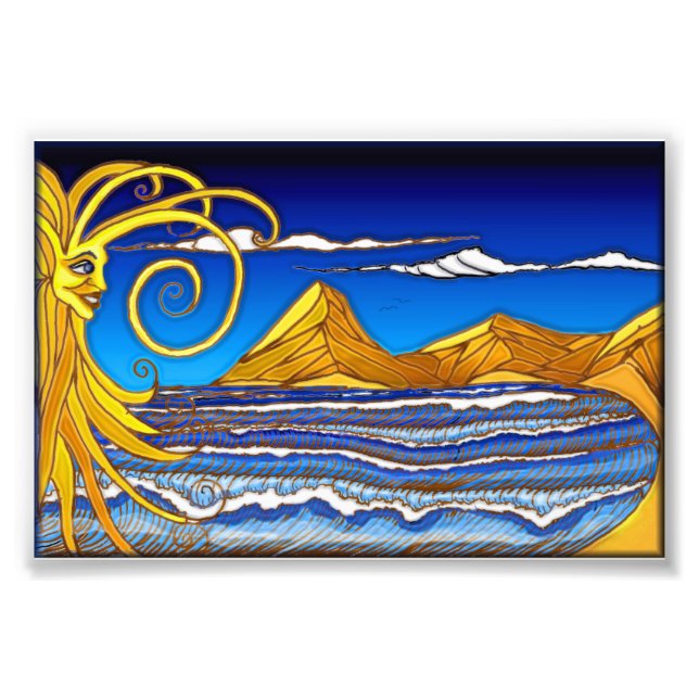 Foto Día soleado en la pintura acuática de la playa (Frente)