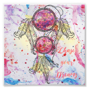 Foto Dibujo acuarela Dreamcatcher "Chase your Dreams"