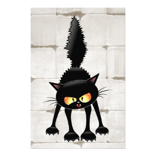 Foto Dibujo animado de gato negro divertido y feroz