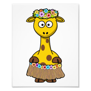 Foto Dibujo animado de la jirafa del bailarín de Hula