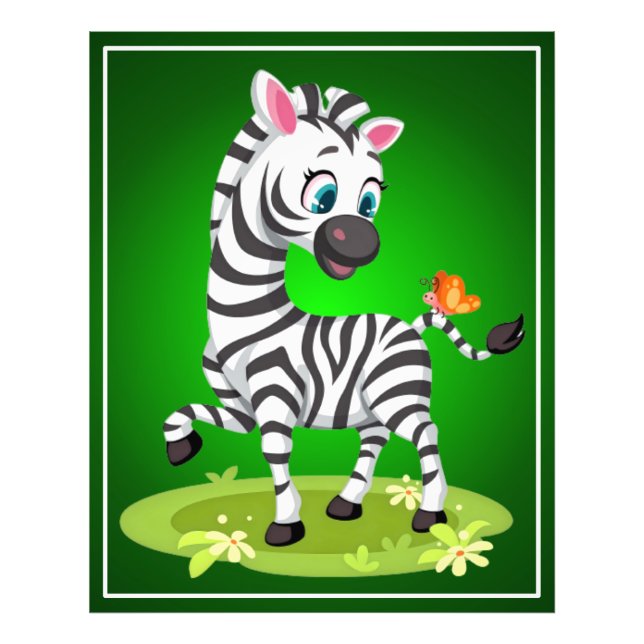 Foto Dibujo de cebra bebé con mariposa-23960 (Frente)