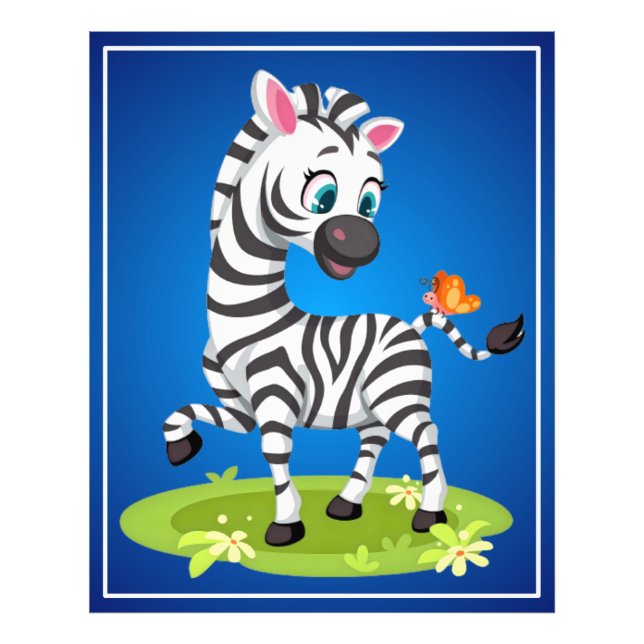 Foto Dibujo de cebra bebé con mariposa-23960 (Frente)