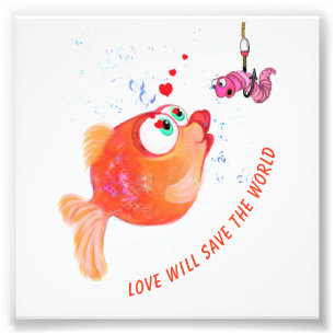 Foto Dibujo de dibujos animados románticos de peces y g