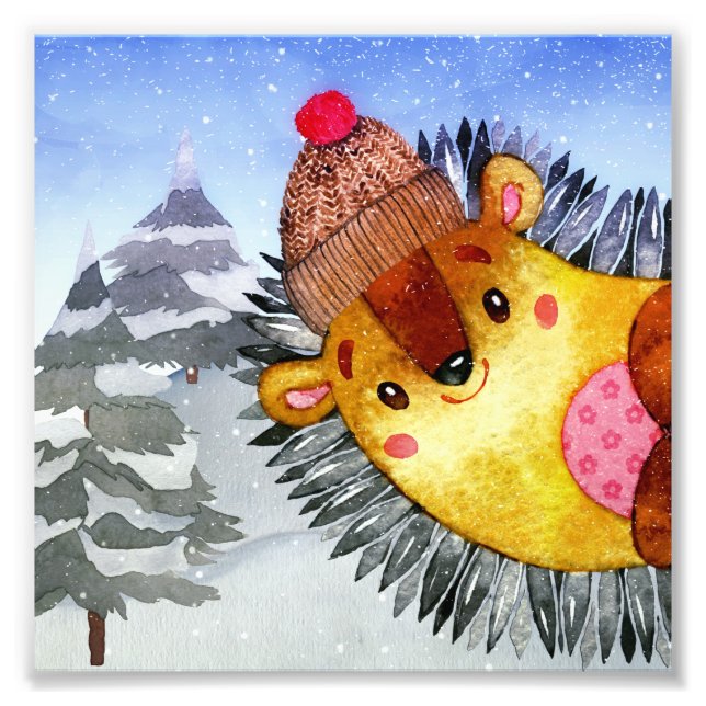 Foto Dibujo de edgehog de amigos de Winter Forest Woodl (Frente)