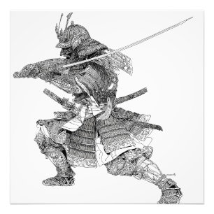 Foto Dibujo de Guerrero Samurai Blanco Dinámico