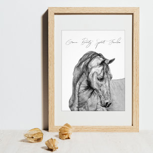 Foto Dibujo de lápiz gráfico de arte de caballos en bla
