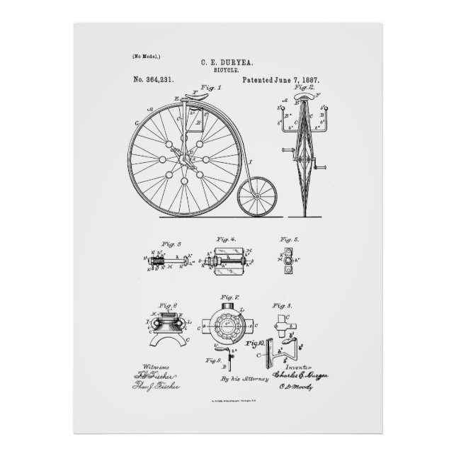 Foto Dibujo de Patentes Penny Farthing de la Bicicleta  (Frente)