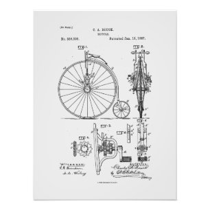 Foto Dibujo de Patentes Penny Farthing de la Bicicleta 