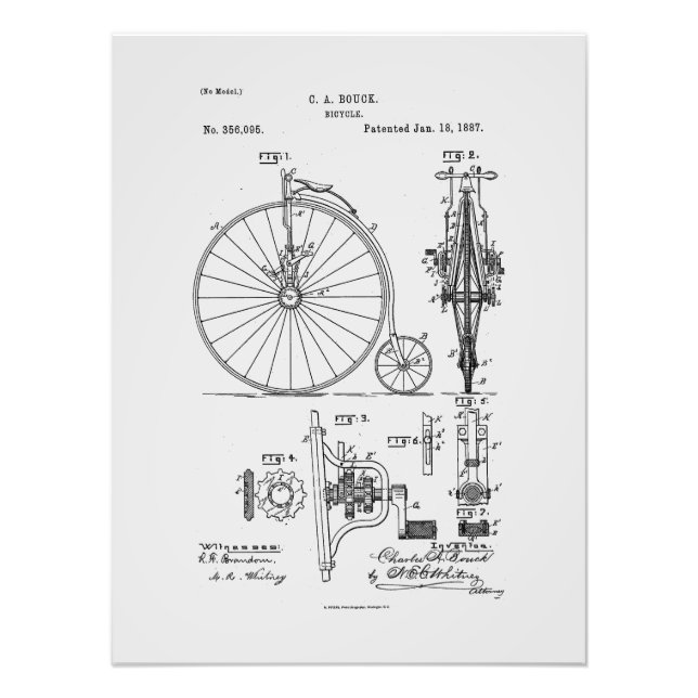 Foto Dibujo de Patentes Penny Farthing de la Bicicleta  (Frente)