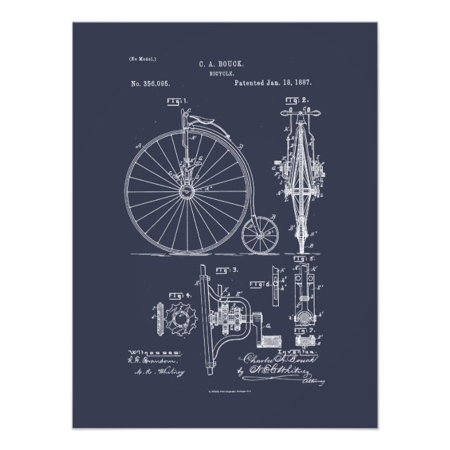 Foto Dibujo de Patentes Penny Farthing de la Bicicleta  (Frente)