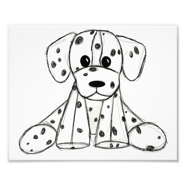 Foto Dibujo de perro de peluche dálmata contorno simple (Frente)