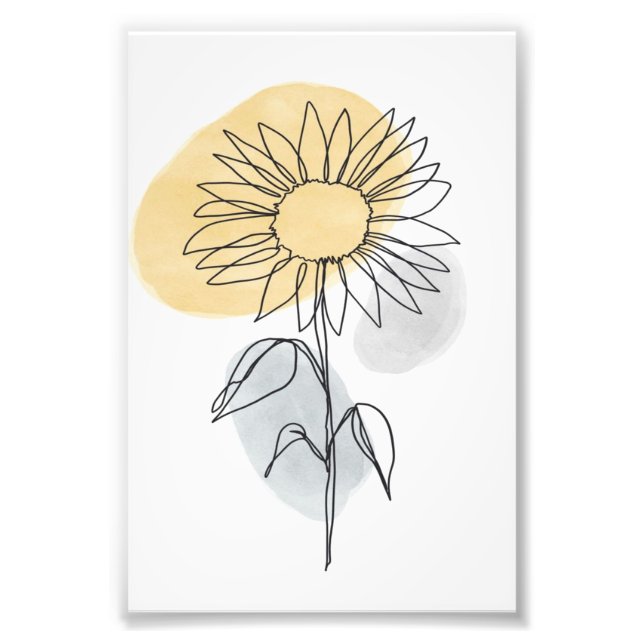 Foto Dibujo de una línea de girasol encantador (Frente)