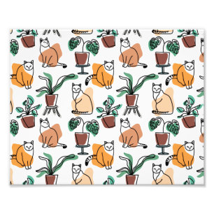 Foto Dibujo en línea de gatos y flores