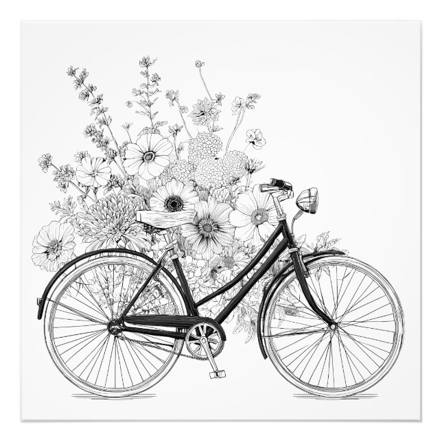 Foto Dibujo Floral blanco blanco de bicicleta (Frente)