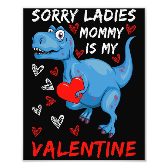 Foto Dinosaurio azul Lo siento, mamá es mi San Valentín (Frente)