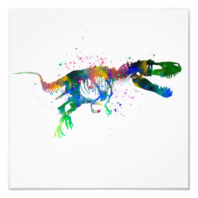 Foto dinosaurio Tyrannosaurus rex silueta en acuarela (Frente)