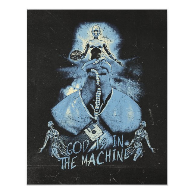 Foto Dios está en la máquina - Diseño tecno-distópico (Frente)