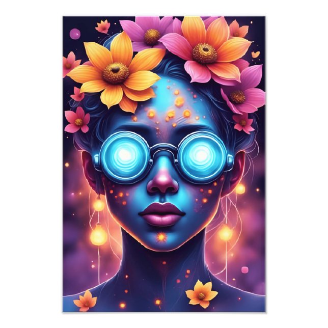 Foto Diosa de las flores de neón - Retrato de fantasía  (Frente)