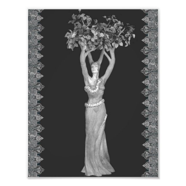 Foto Diosa del árbol Poster blanco y negro (Frente)