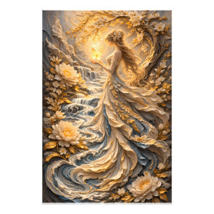 Foto Diosa floral de peonía dorada Fantasía Flor Mujer