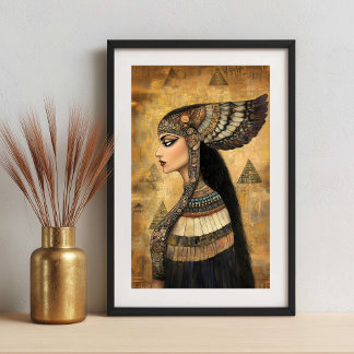 Foto Diosa Isis: Cartel Egipcio de Arte Nouveau en Oro