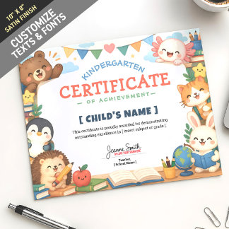 Foto Diploma personalizado de clase de animales Chibi K
