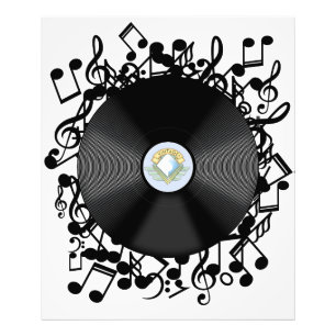 Foto Disco de vinilo antiguo y notas musicales