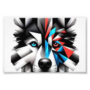 Foto Diseño de Arte Moderno Cara de Husky Geométrico