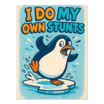 Diseño de cita divertida de pingüino azul patinand