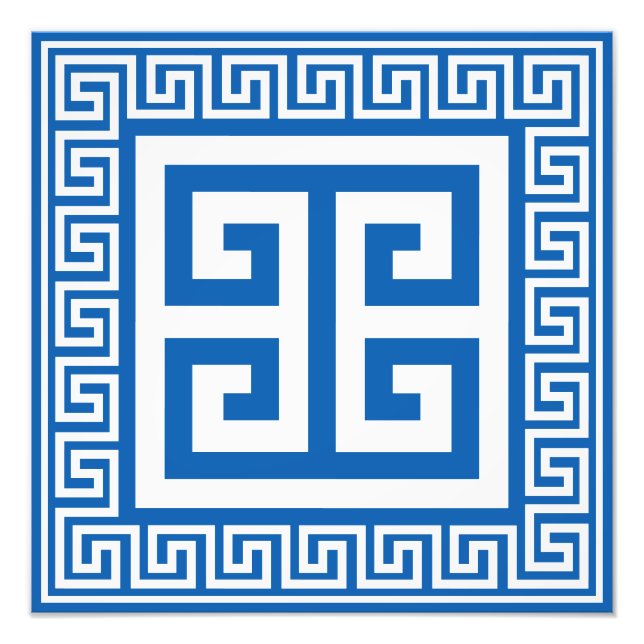 Foto Diseño de diseño de clave griega blanco y azul (Frente)