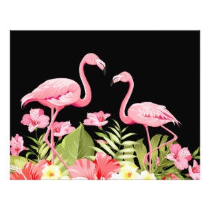 Foto Diseño de Flores Tropicales y Flamencos