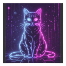 Foto *Diseño de gato neon - Arte felino futurista brill