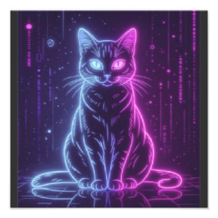 Foto *Diseño de gato neon - Arte felino futurista brill