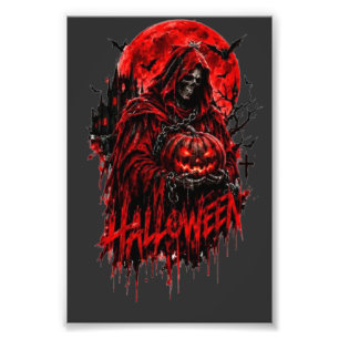 Foto Diseño de Halloween de la Parca con Calabaza y Hor