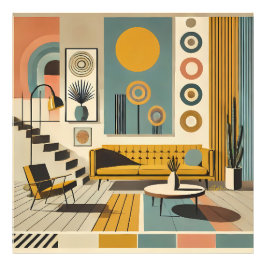 Foto Diseño de interiores de mediados de siglo Sala de 