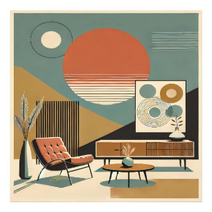 Foto Diseño de interiores de mediados de siglo Sala de 