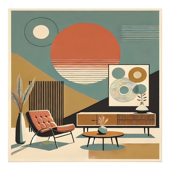 Foto Diseño de interiores de mediados de siglo Sala de  (Frente)
