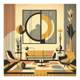 Foto Diseño de interiores de mediados de siglo tonos de