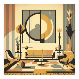 Foto Diseño de interiores de mediados de siglo tonos de