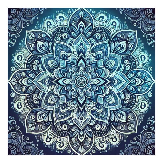 Foto Diseño de Mandala de degradado azul (Frente)