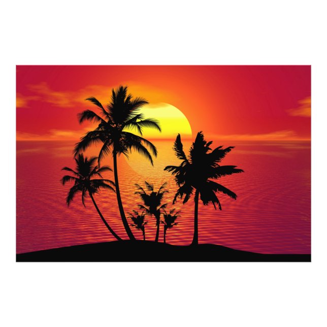 Foto Diseño de silueta de palmeras al atardecer-65143 (Frente)