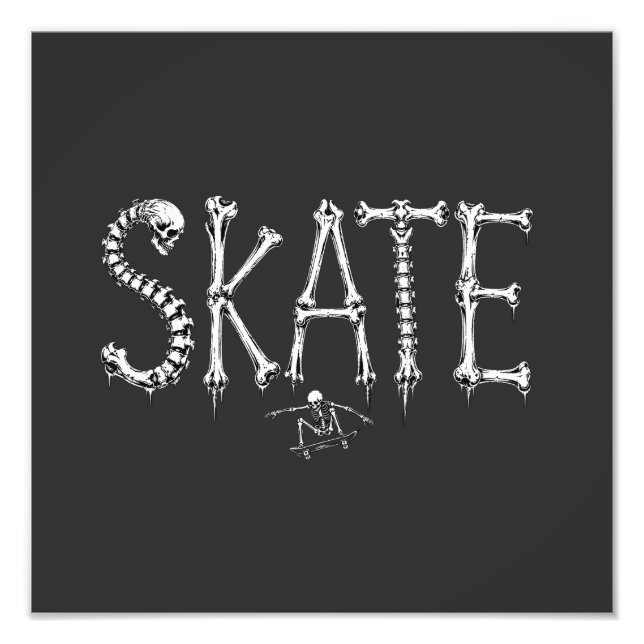 Foto Diseño de terror de esqueleto SKATE (Frente)